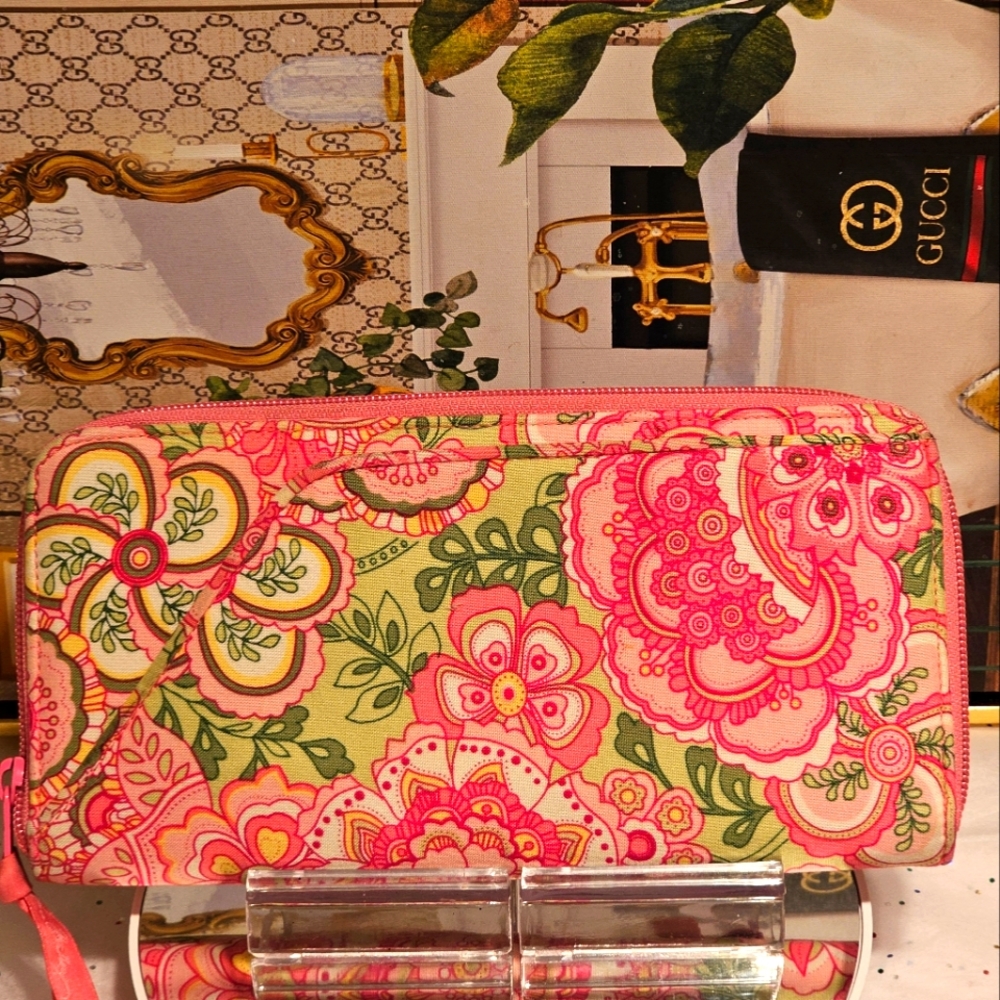 Vera Bradley Pink and Green Floral Wallet
